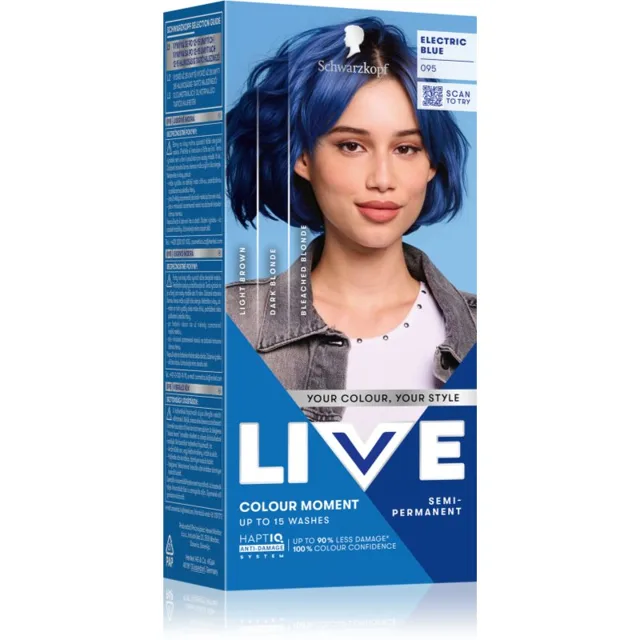 Schwarzkopf LIVE Colour Moment semipermanentní barva na vlasy odstín 095 Electric Blue 50 ml