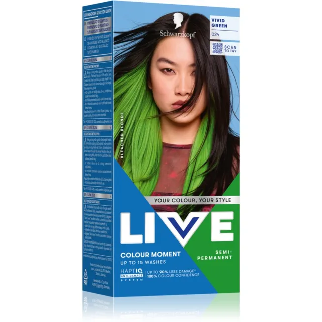 Schwarzkopf LIVE Ultra Brights or Pastel semipermanentní barva na vlasy odstín 024 Vivid Green 1 ks