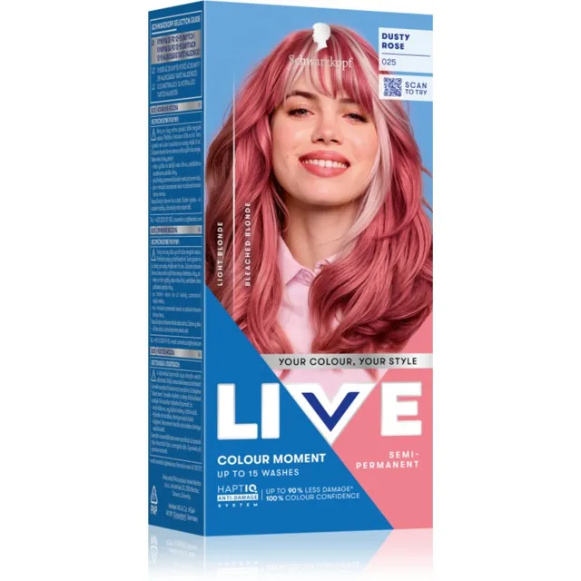 Schwarzkopf LIVE Ultra Brights or Pastel semipermanentní barva na vlasy odstín 025 Dusty Rose 1 ks