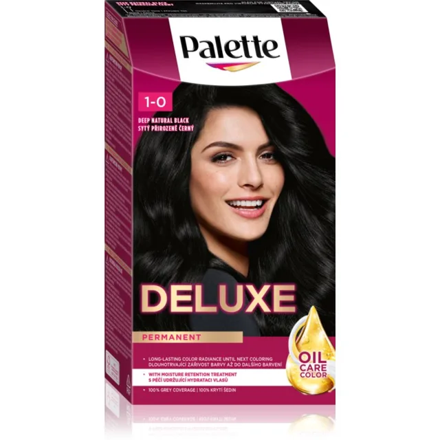Schwarzkopf Palette Deluxe permanentní barva na vlasy odstín 1-0 Sytý Přirozeně Černý 1 ks