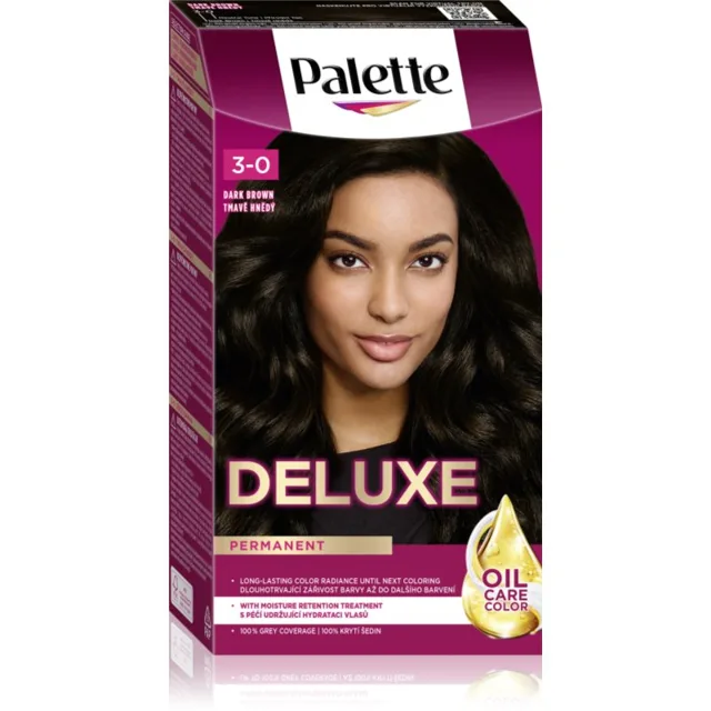 Schwarzkopf Palette Deluxe permanentní barva na vlasy odstín 3-0 Tmavě Hnědý 1 ks