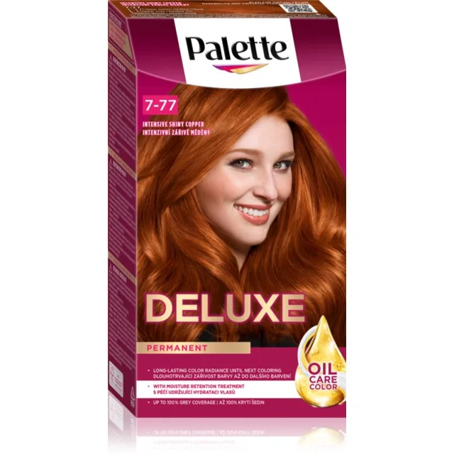Schwarzkopf Palette Deluxe permanentní barva na vlasy odstín 7-77 Intenzivní Zářivě Měděný 1 ks