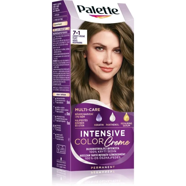 Schwarzkopf Palette Intensive Color Creme permanentní barva na vlasy odstín 7-1 Cool Middle Blonde 1 ks