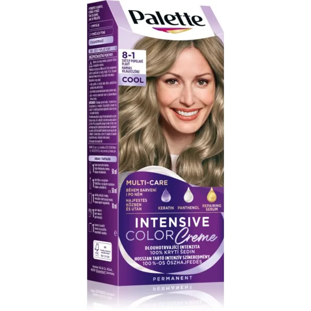 Schwarzkopf Palette Intensive Color Creme permanentní barva na vlasy odstín 8-1 Ashy Light Blond 1 ks