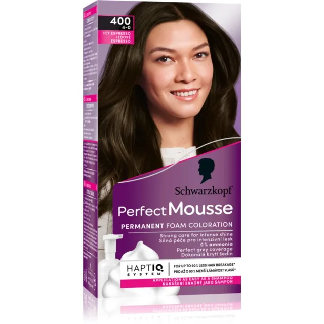Schwarzkopf Perfect Mousse permanentní barva na vlasy odstín 400 Ledové Espresso 1 ks