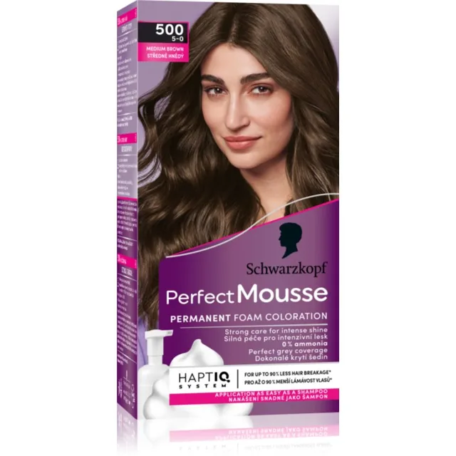 Schwarzkopf Perfect Mousse permanentní barva na vlasy odstín 500 Středně hnědý 1 ks