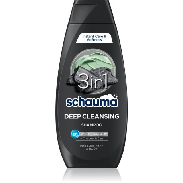 Schwarzkopf Schauma MEN šampon s aktivními složkami uhlí na tvář, tělo a vlasy 400 ml