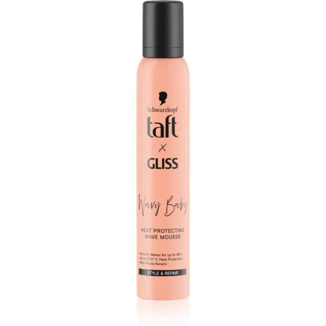 Schwarzkopf Taft x Gliss termoochranná pěna pro objem a tvar účesu pro vlnité a kudrnaté vlasy 200 ml