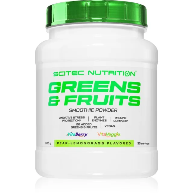 Scitec Nutrition Greens & Fruits prášek na přípravu nápoje s vitamíny příchuť Pear-Lemon Grass 600 g