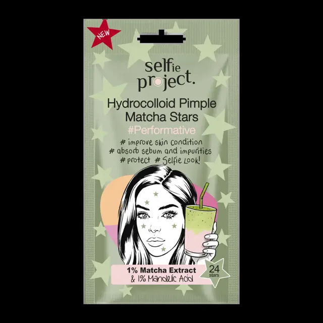 Selfie Project Náplasti na akné Matcha Stars 24 ks