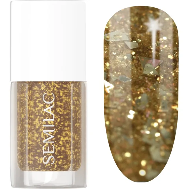 Semilac Glitter Nails třpytivý lak na nehty odstín 042 Flakes of Gold 7 ml