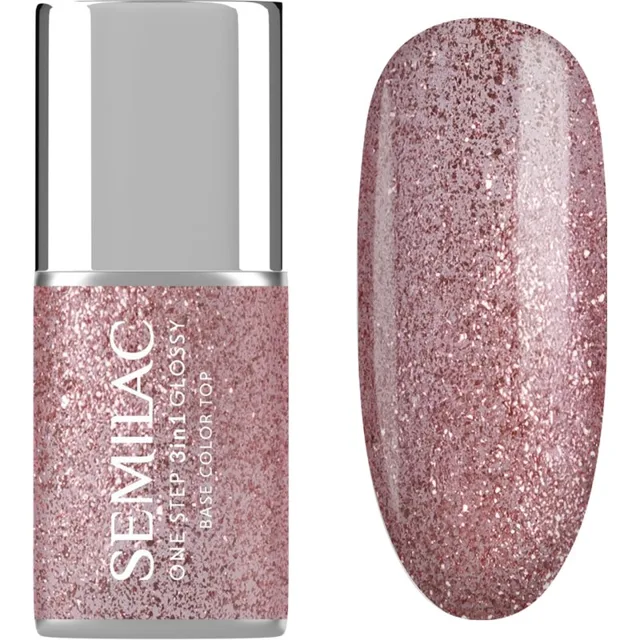 Semilac One Step 3in1 Glossy gelový lak na nehty odstín 250 Glitter Pink 7 ml