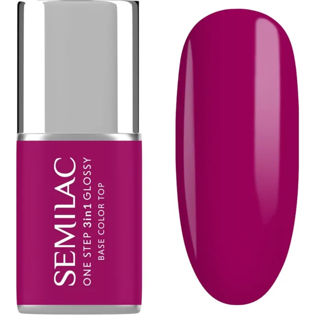 Semilac One Step 3in1 Glossy gelový lak na nehty odstín 595 Bright Purple 7 ml