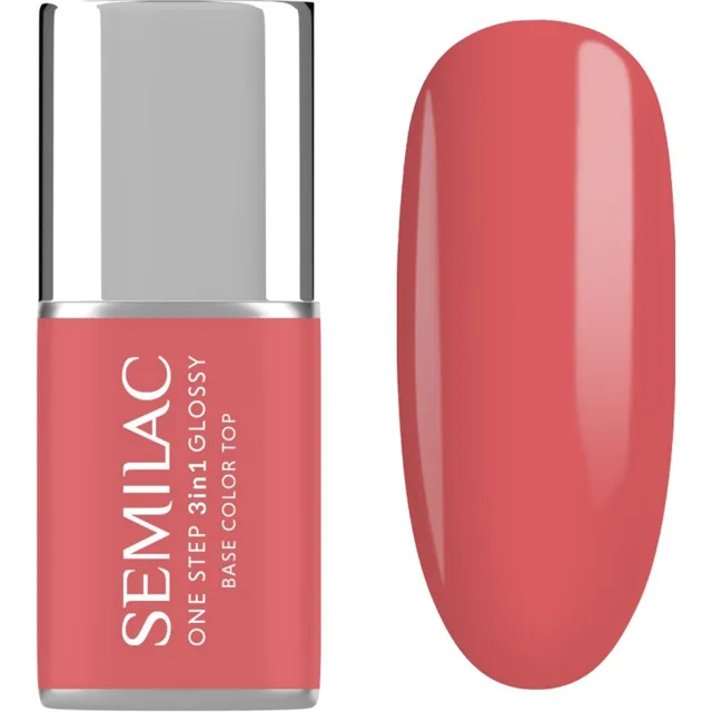 Semilac One Step 3in1 Glossy gelový lak na nehty odstín 690 Coral Pink 7 ml