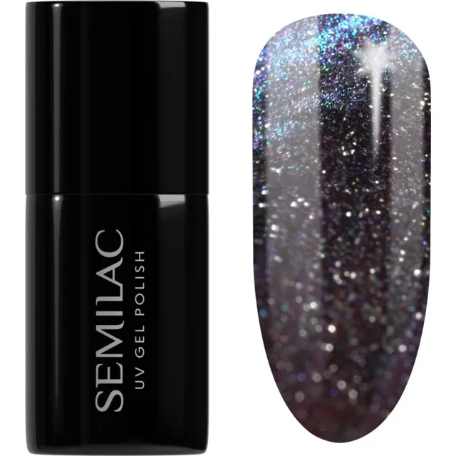 Semilac UV Hybrid Galaxy Flash gelový lak na nehty s použitím UV/LED lampy odstín 828 Grey Holo 7 ml