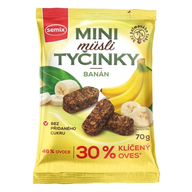 SEMIX Mini müsli tyčinky s banány bez lepku 70 g