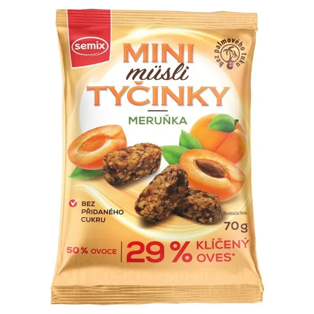 SEMIX Mini müsli tyčinky s meruňkami bez lepku 70 g