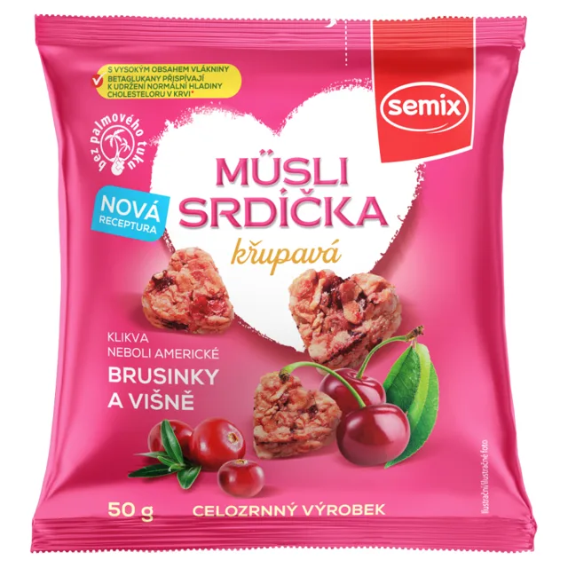 SEMIX Müsli srdíčka křupavá s brusinkami a višněmi 50 g