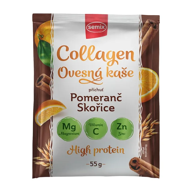 SEMIX Ovesná kaše s kolagenem s pomerančem a skořicí se sladidlem 55 g