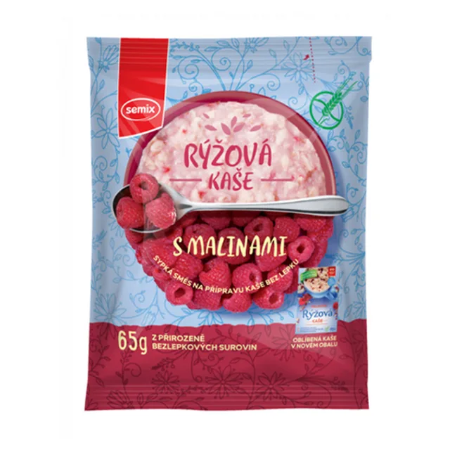 SEMIX Rýžová kaše s malinami bez lepku 65 g