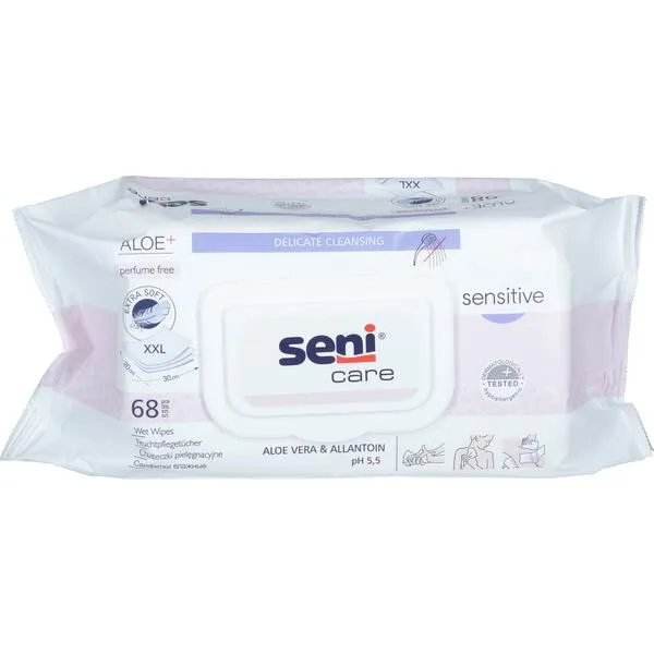 SENI CARE vlhčené ubrousky Sensitive, 68 ks