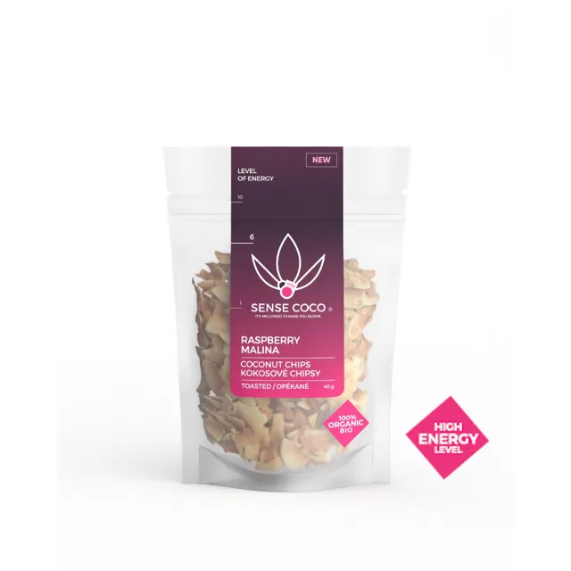 Sense Coco Bio Kokosové Chipsy Malina 40g