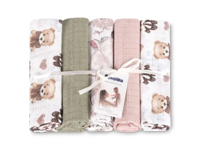 SENSILLO Tetra pleny Basic 70×80 cm Teddy Pink – sada 5 ks, 100% bavlna