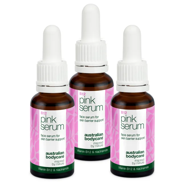 Sérum s vitamínem B12 Pink – Snižuje zarudnutí a dodává jas — Sérum B12 Pink posiluje kožní bariéru, redukuje zarudnutí a známky stárnutí. Pro jemnou a zářivou pleť.