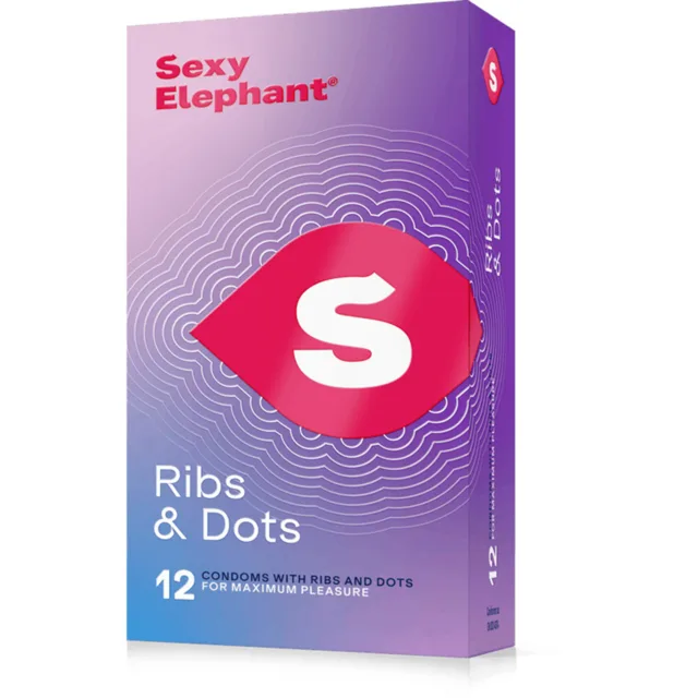 Sexy Elephant Vroubkované kondomy Ribs & Dots (12 ks)