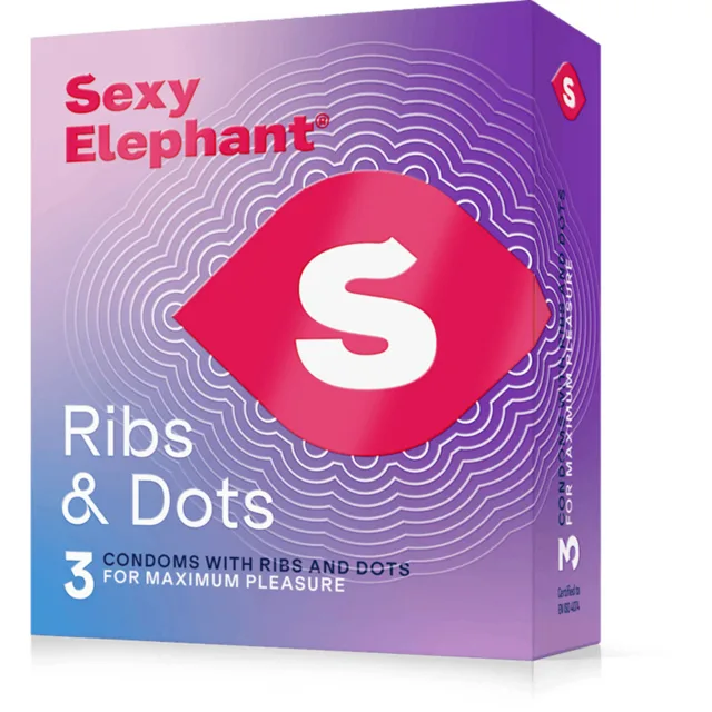 Sexy Elephant Vroubkované kondomy Ribs & Dots (3 ks)