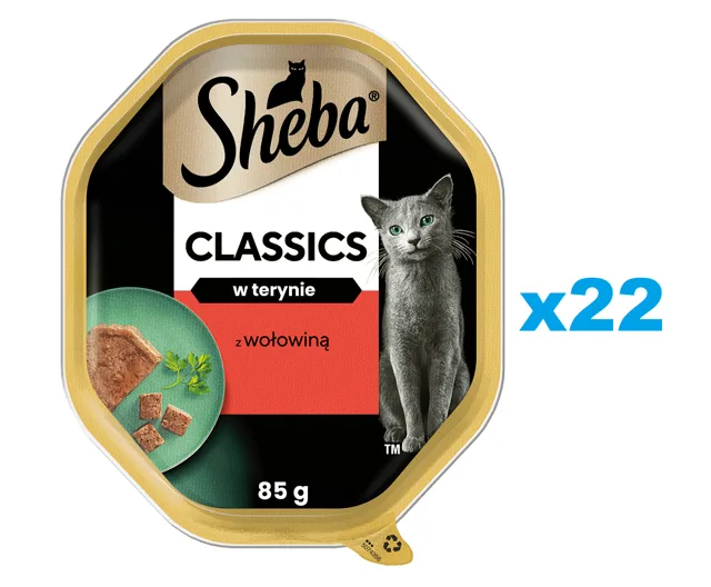SHEBA Classics 22x85 g kompletní krmivo pro dospělé kočky s hovězím masem v paštice