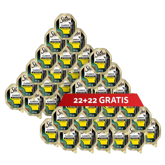 SHEBA Classics s kuřecím masem v terině 44 x 85 g mokré krmivo pro kočky 22+22 ZDARMA