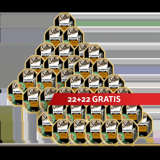 SHEBA Classics tácek 44 x 85 g mokrá kompletní strava pro dospělé kočky s zvěřinou v terině 22+22 ZDARMA