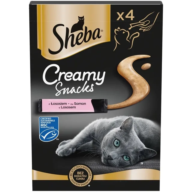 SHEBA Creamy Snacks krémová pochoutka pro kočky s lososem 4x12g