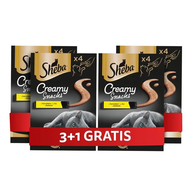 SHEBA Creamy Snacks krémový pamlsek pro kočky s kuřecím masem 4 x 4x12g