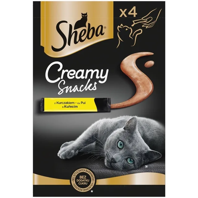 SHEBA Creamy Snacks krémový pamlsek pro kočky s kuřecím masem 4x12g