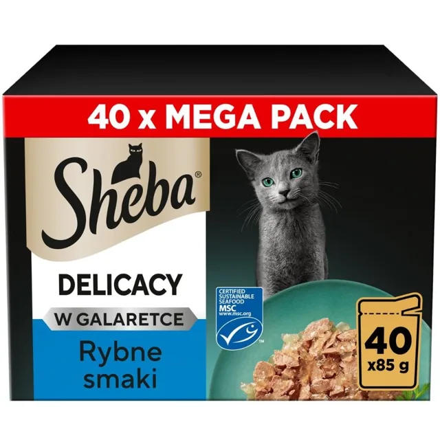 SHEBA Delikatesy Rybí chutě v želé 40x85 g mokrá strava pro kočky