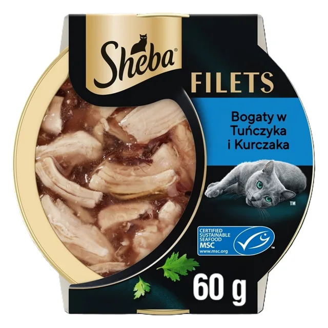 SHEBA Filety s kuřecím masem a tuňákem v omáčce 60 g