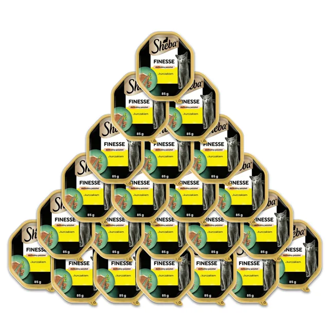 SHEBA Finesse miska 22 x 85 g kompletní mokré krmivo pro dospělé kočky s kuřecím masem v omáčce