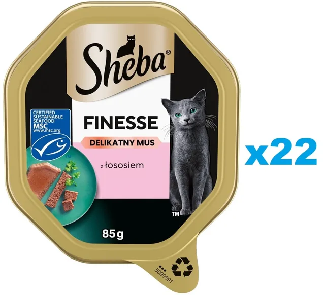 SHEBA Finesse miska 22x85 g kompletní mokré krmivo pro dospělé kočky s lososem v pěně