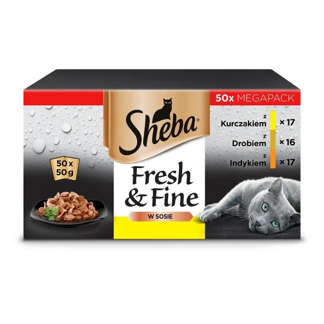 SHEBA Fresh&amp;Fine Kuře a krůta v omáčce 50x50 g