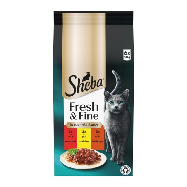 Sheba Fresh&Fine mix hovězí/kuře/jehně kapsička 6x50 g