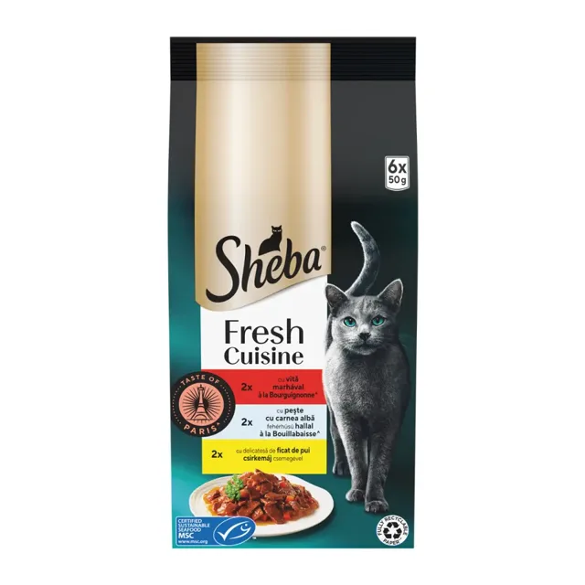 Sheba Kapsička s hovězím a bílou rybou Fresh Cuisine Taste of Paris 300 g