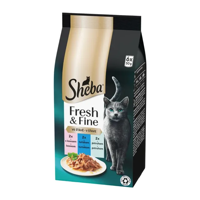 Sheba Kapsičky rybí výběr tuňák, losos a pstruh Fresh & Fine 6x 50 g 300 g