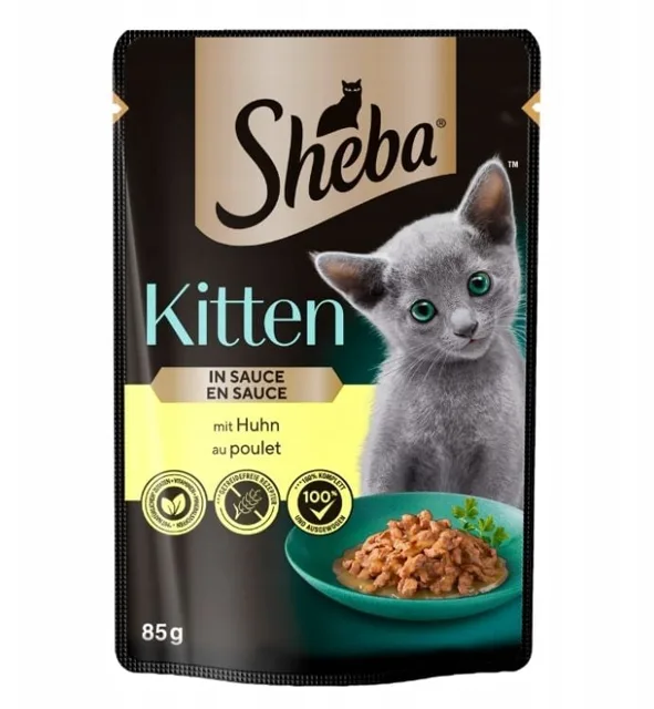 SHEBA Kitten 85g s kuřecím masem v omáčce pro koťata