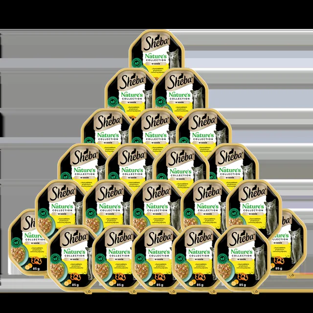 SHEBA Nature’s Collection 22 x 85 g kompletní mokré krmivo pro dospělé kočky kousky s kuřetem v omáčce