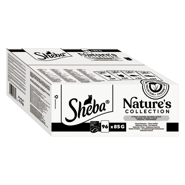 Sheba Nature's Collection v omáčce 96 x 85g - rybí variace (tuňák, losos, treska, mořské ryby)