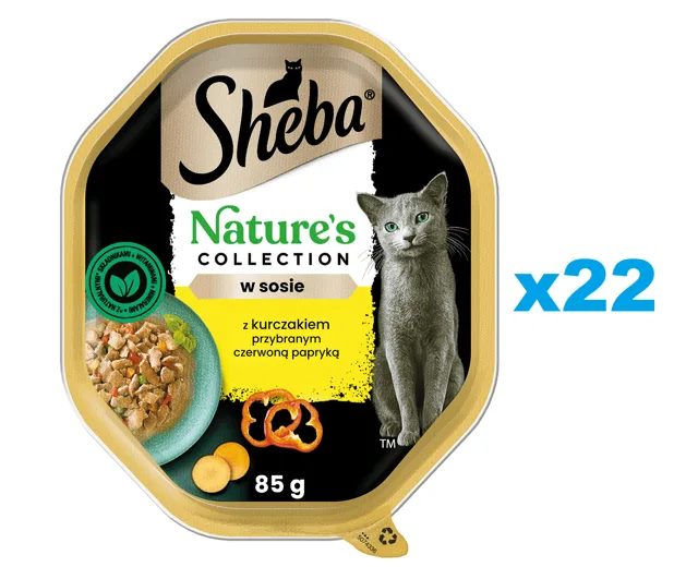 SHEBA Nature’s Collection vanička 22x85 g kompletní krmivo pro dospělé kočky kousky s kuřecím masem v omáčce