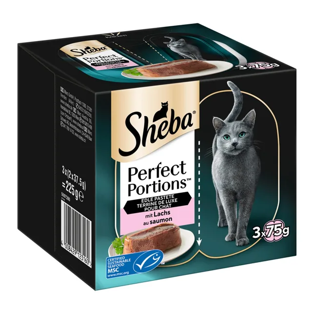 Sheba Perfect Portions 6 x 37,5 g - Paštika s lososem