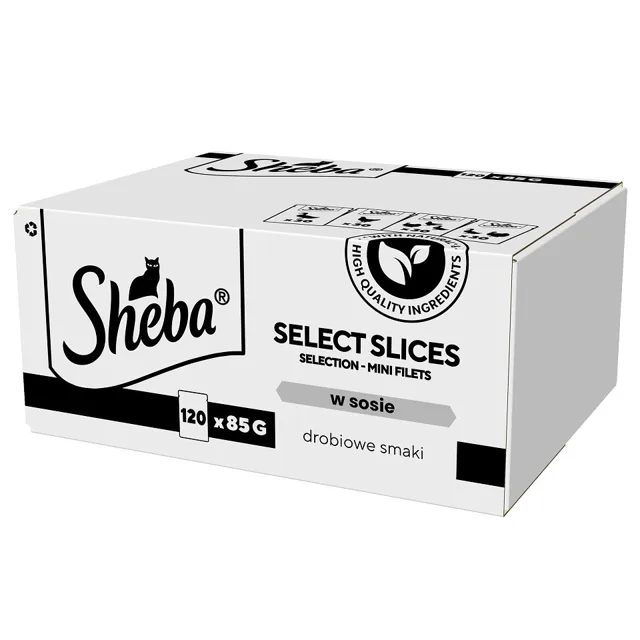 SHEBA Selection Select Slices Drůbeží příchutě 120x85 g v kouscích omáčky s: kachním, kuřecím, drůbežím, kachním a krůtím masem pro dospělé kočky